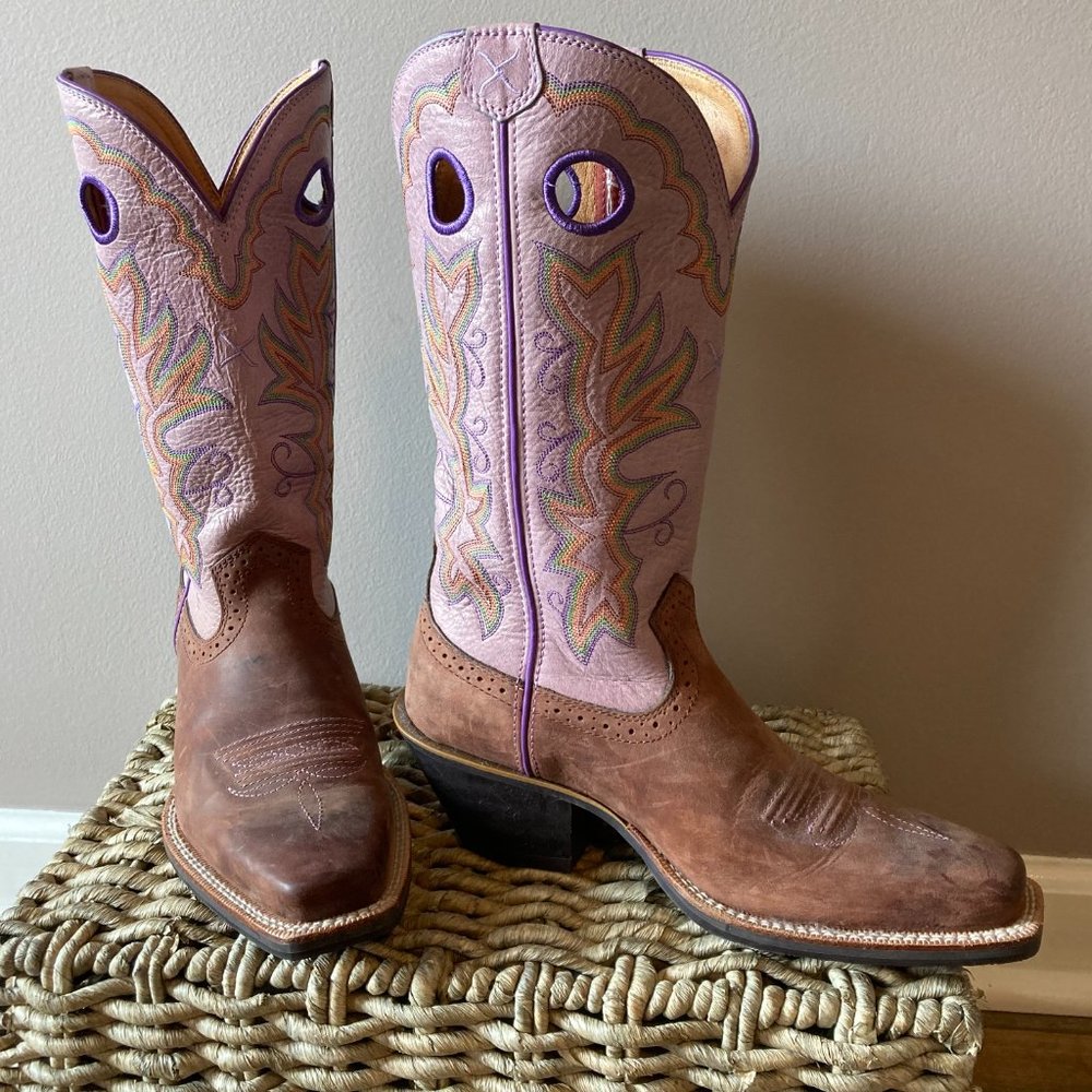 Twisted X Boots, Cowboy, Pink, Brown , Leather, Size 7